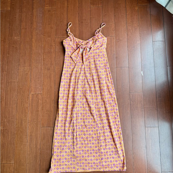 Floral Spaghetti Strap Maxi Dress -‎ Purple and Orange - Picture 6 of 10